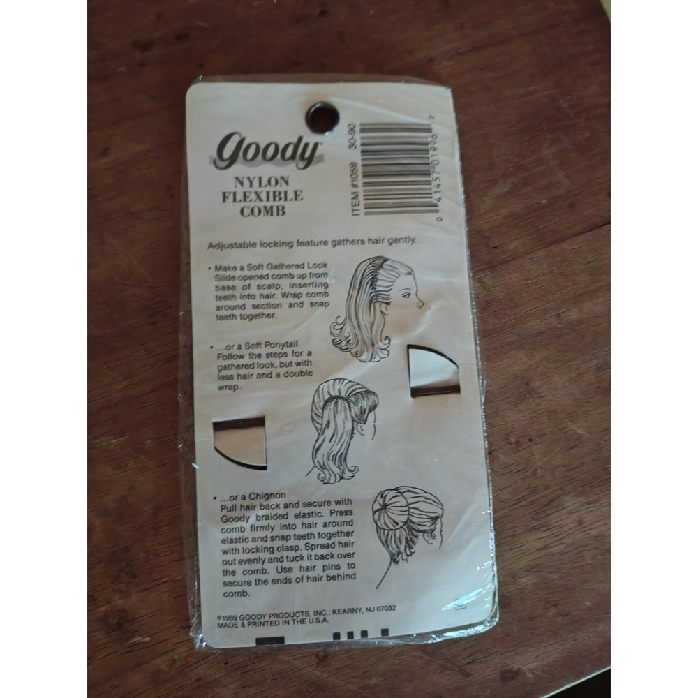 Lot of 5 Sealed Vintage 80s Goody Adjustable Nylon Flexible Hair Comb 1059 Brown - Picture 3 of 5